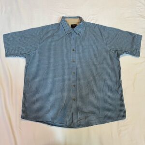 Wrangler Authentics Blue Gingham Plaid Short Sleeve Shirt Mens XL 100% Cotton